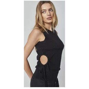 Alp N Rock Elsa Sweater Tank Black Cutout Knit Top Quiet Luxury Women's Size S